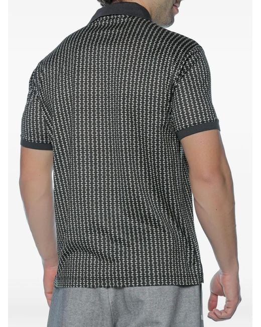 Emporio Armani Gray Geometric-Print Polo Shirt for men