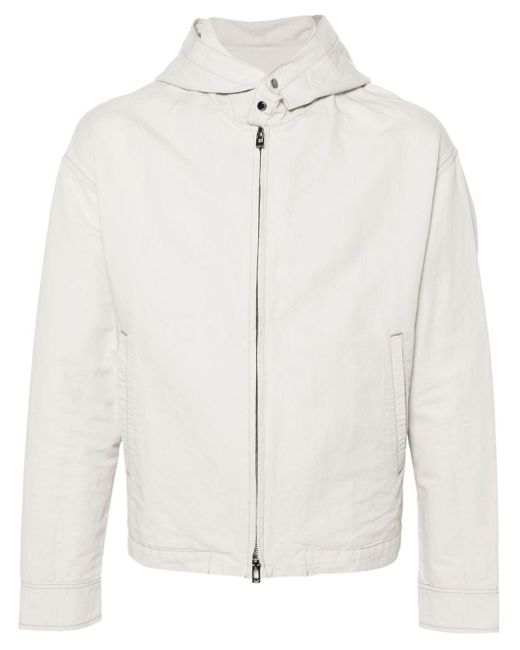 メンズ Emporio Armani ジップアップ フーデッドジャケット White