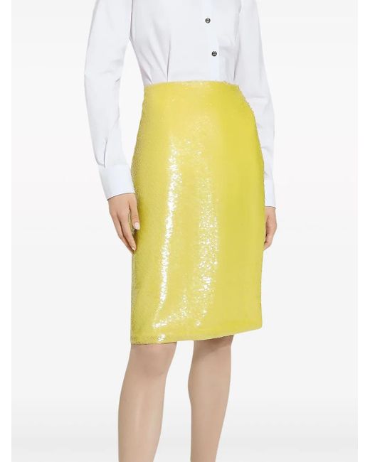 Dolce & Gabbana Yellow Sequin-Embellished Pencil Skirt