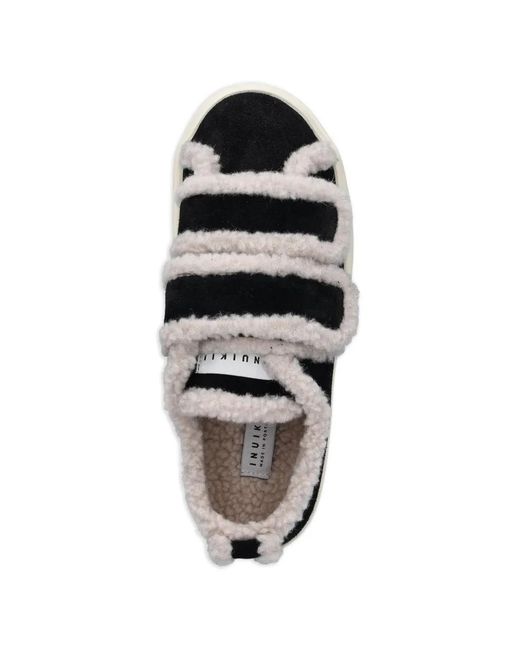 Inuikii Black Shearling-Trim Sneakers
