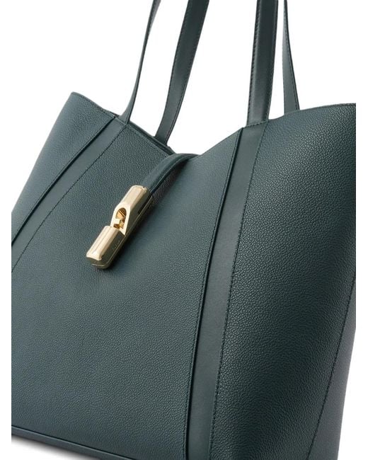 Furla Blue Large Goccia Leather Tote Bag