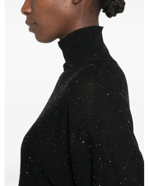 Fabiana Filippi Black Sequin-Embellished High-Neck Knit
