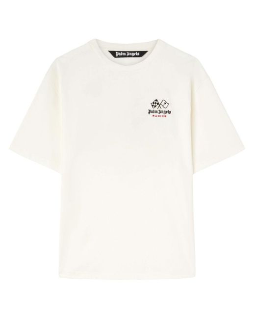 T-shirt Racing con stampa di Palm Angels in White da Uomo