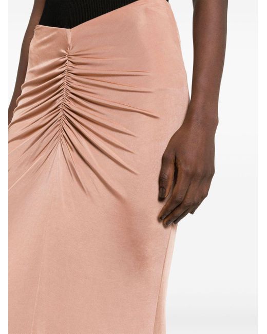 Pinko Brown Gathered-detail Long Skirt