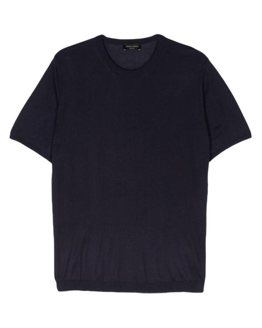 Roberto Collina Blue Knitted Silk T-shirt for men