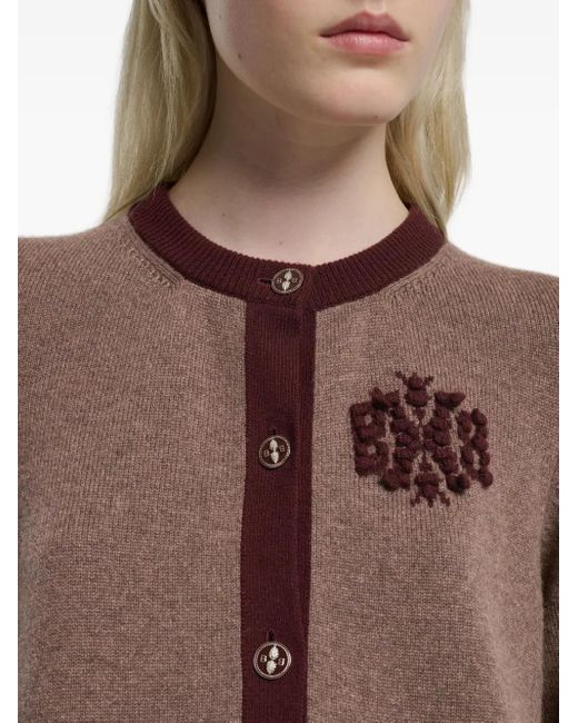 Barrie Brown Monogram-Embroidered Cashmere Cardigan