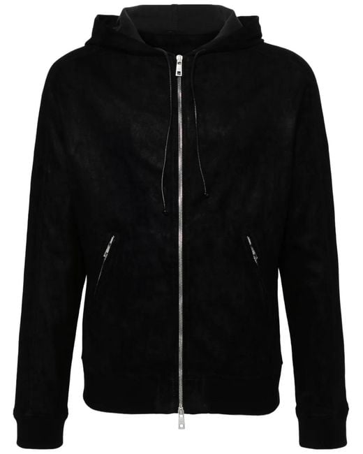 Giorgio Brato Black Suede Hooded Jacket for men