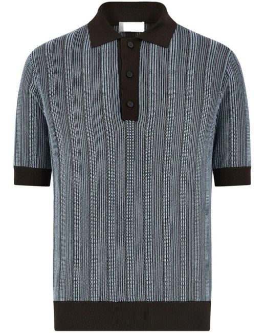Ferragamo Gestreiftes Intarsien-Poloshirt in Gray für Herren