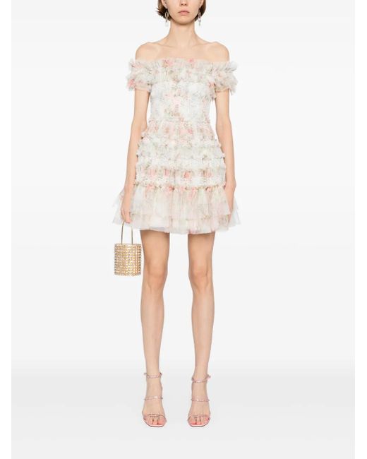 Needle & Thread Natural Floral-Print Dress