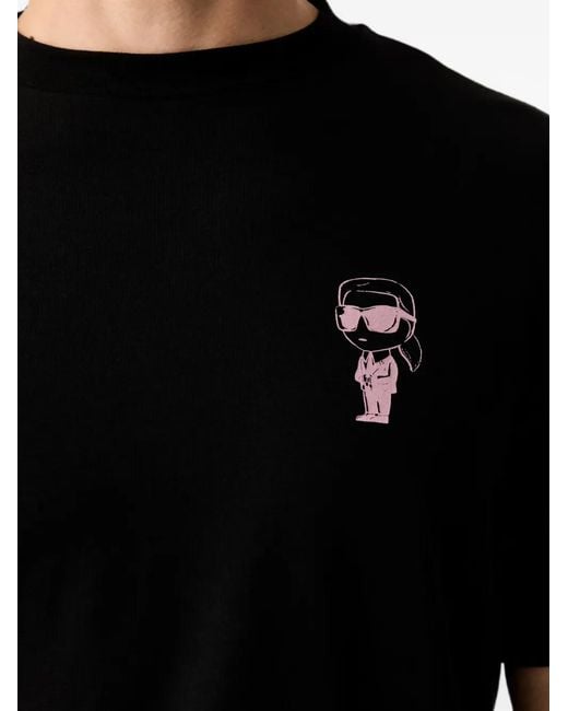 Karl Lagerfeld Black Ikonik Graphic-Print T-Shirt for men