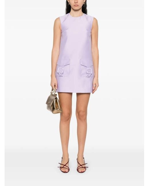 Self-Portrait Purple Short Lilac Taffeta Dress