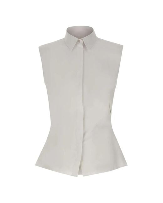 Boss White Chemise À Design Sans Manches