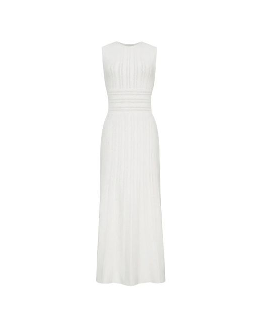 Adam Lippes White Sloan Pointelle-Knit Midi Dress