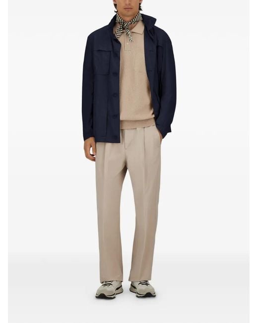 Herno Blue High-Neck Shirt Jacket for men