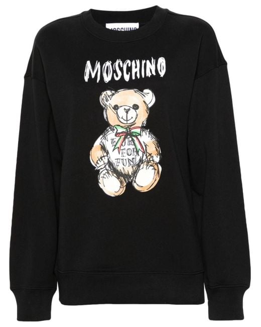 Moschino Black Teddy Bear-print Cotton Sweatshirt
