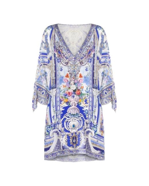Camilla Blue Caftan À Col V