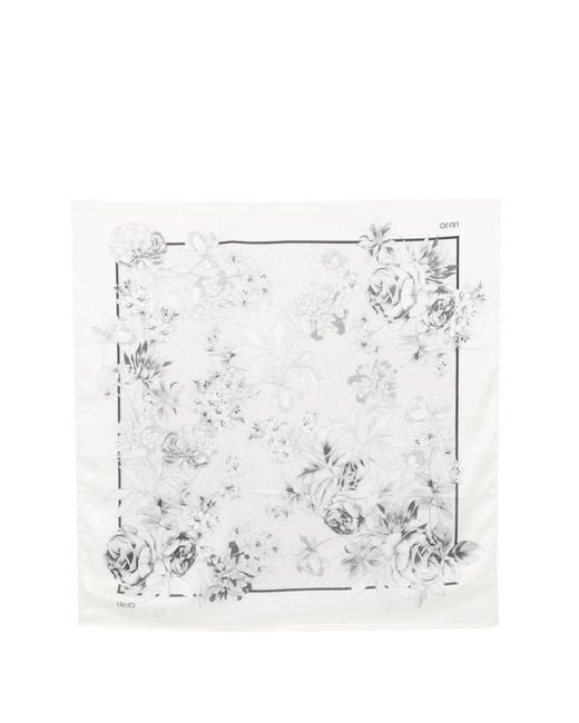 Liu Jo White Floral-Print Scarf