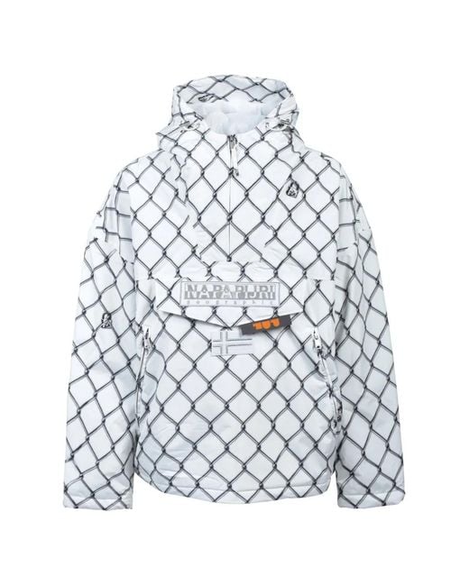 Napapijri White X Pdf Channel Rainforest Chain-Link Print Jacket for men