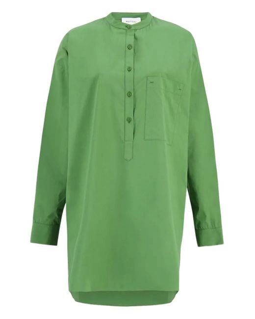 Matteau Green Popover Long-Sleeve Mini Shirt Dress