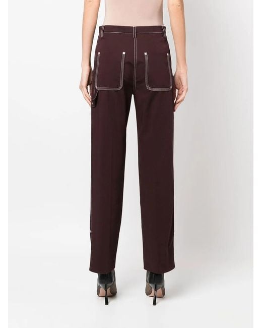 Stella McCartney Red Contrast-stitch Straight-leg Trousers