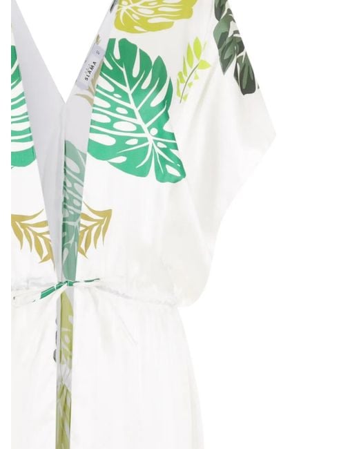 Amir Slama Green Palm Leaf-Print Beach Dress