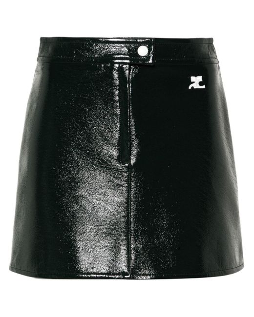 Courreges Black Reedition Vinyl Mini Skirt