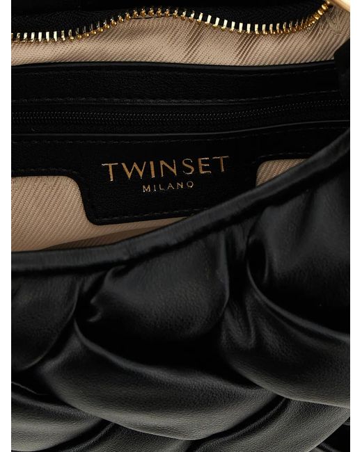 Twinset Black Weaved Leather-Effect Tote Bag