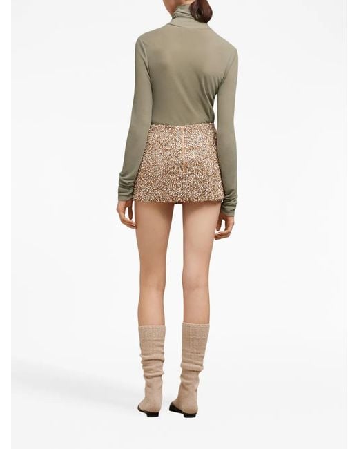 AMI Natural High-Neck Ribbed-Knit Jumper