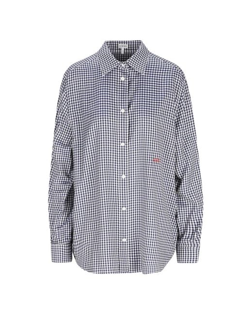 Loewe Blue Check-Print Embroidered Shirt