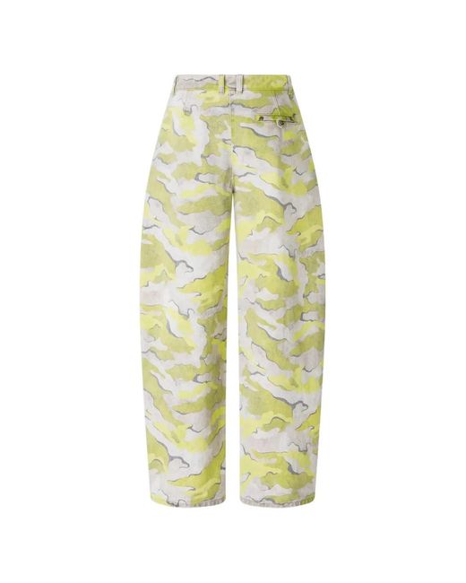 Pinko White Camouflage-Print Darted Trousers