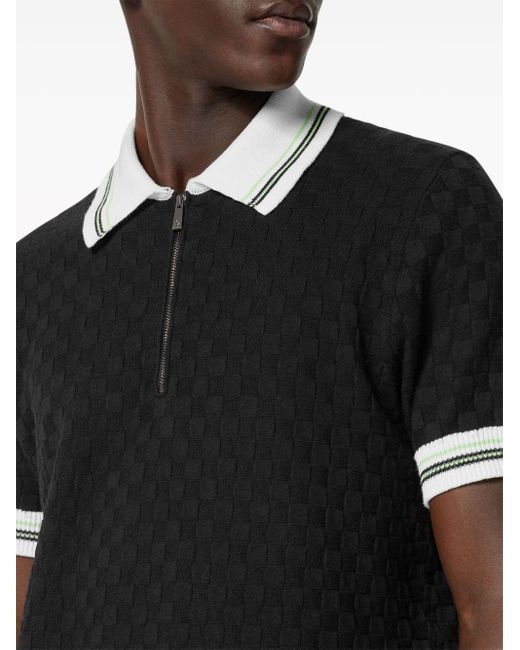 Versace Black Zip-front Knit Polo Top for men