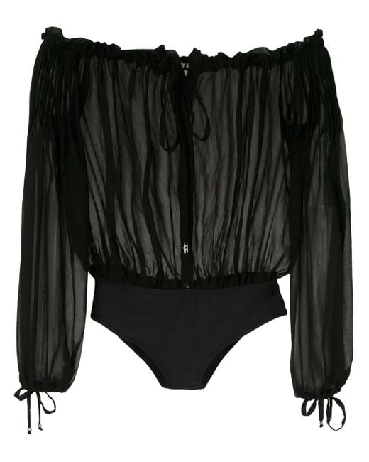 Amir Slama Black Off-Shoulder Ruched Body