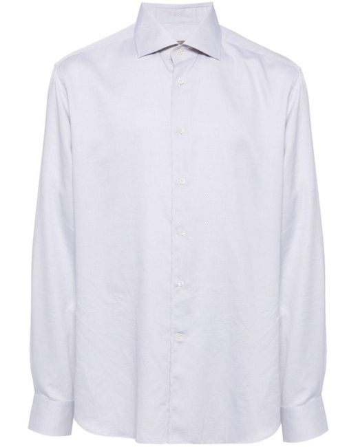 Chemise en coton à col biaisé Corneliani pour homme en coloris White