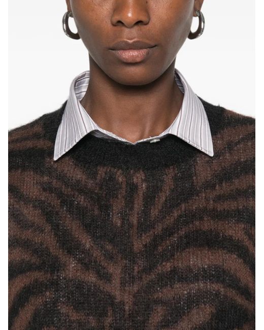 P.A.R.O.S.H. Black Zebra-Pattern Crew-Neck Sweater