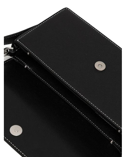 Karl Lagerfeld Black Logo-Plaque Contrast-Stitch Shoulder Bag