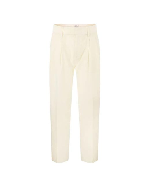 Dondup White Sheryl Loose-Fit Flannel Trousers