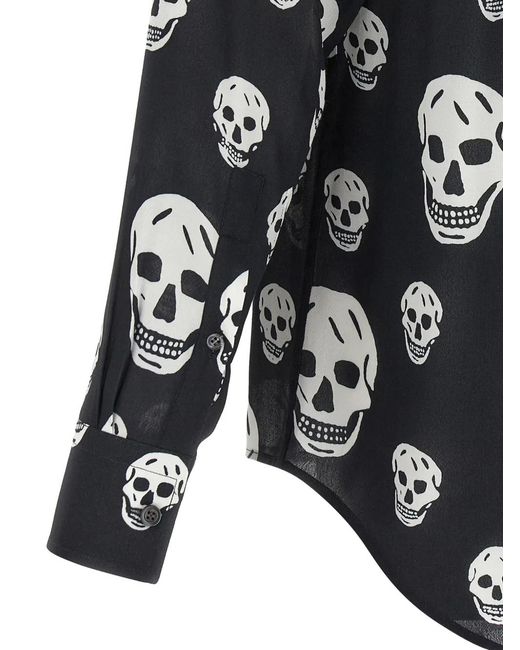 McQueen Overhemd Met Doodskopprint in het Black voor heren