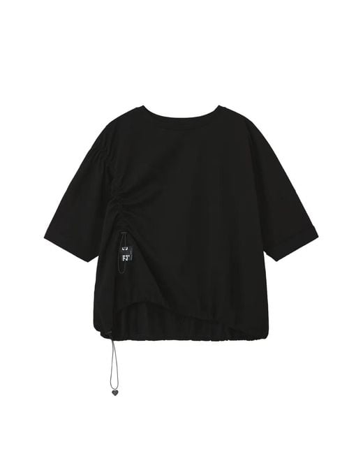 Izzue Black Gathered T-Shirt