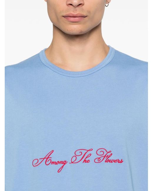 J.W. Anderson Blue Lettring-Embroidery T-Shirt for men