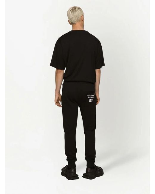 Dolce & Gabbana Black Pantalone jogging Con Placca for men