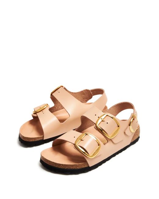Birkenstock White Side-Buckle Slingback Leather Sandals
