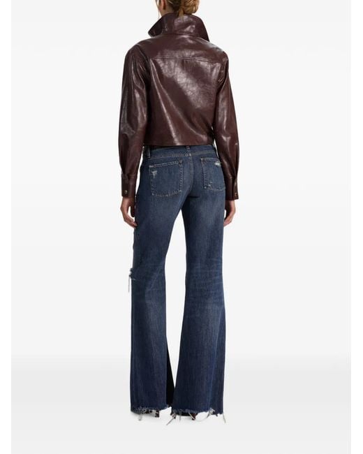 Alice + Olivia Brown James Funnel-Neck Jacket