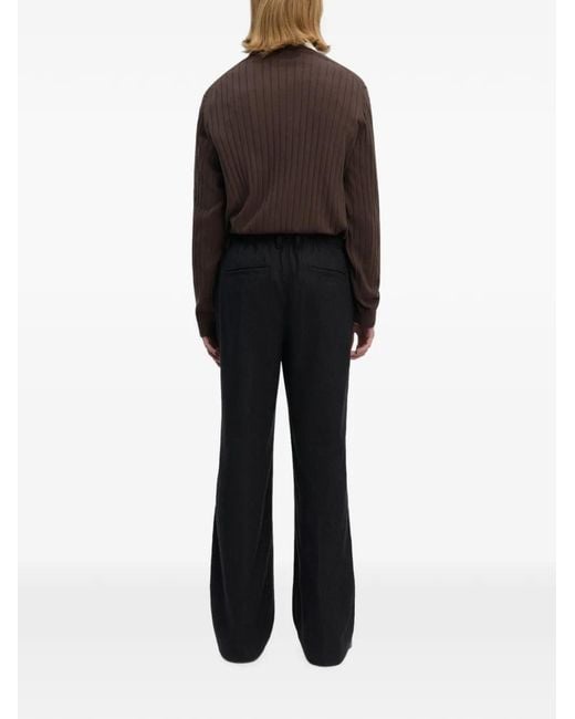 Another Aspect Black Pinstripe-Pattern Trousers for men