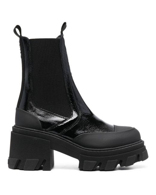 Ganni Rubber Chunkysole Ankle Boots in Black Lyst