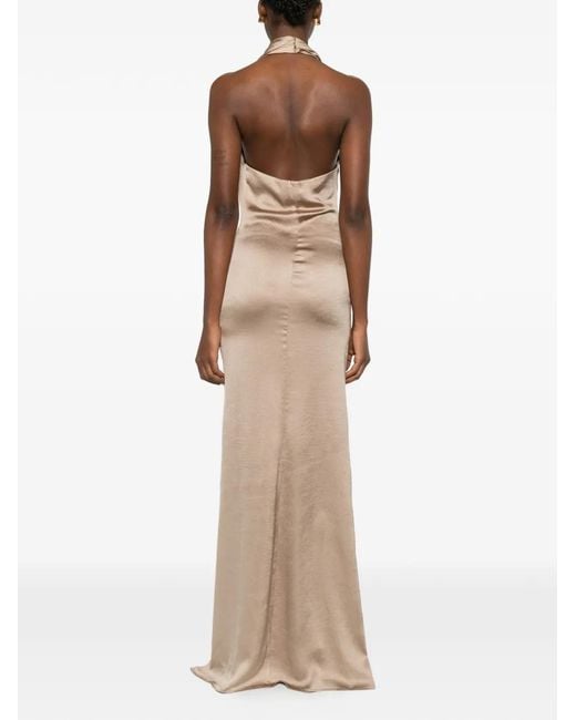 Blumarine Natural Draped Halterneck Dress