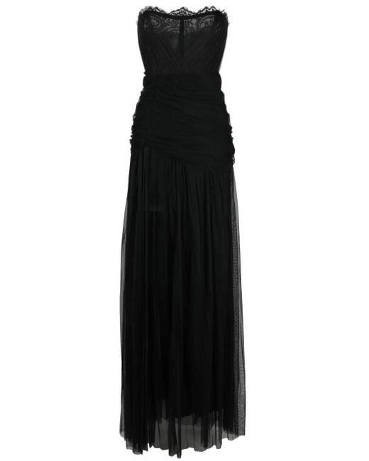Ana Radu Black Corset-Style Draped Maxi Dress