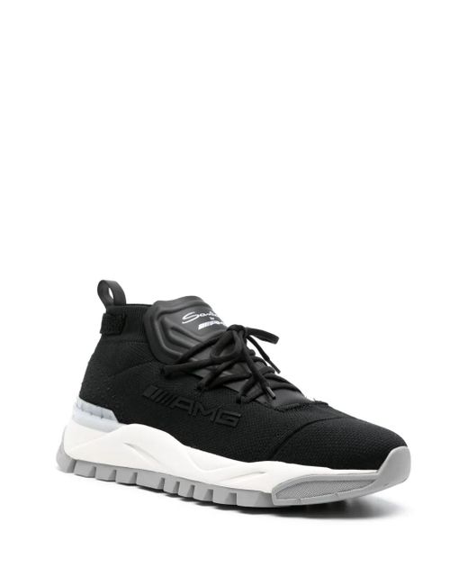 Santoni Black X Amg Elasticated-Panel Sneakers for men