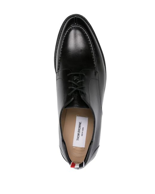Thom Browne Black Derby Dress Shoes With Notched Rubber Sole For for men