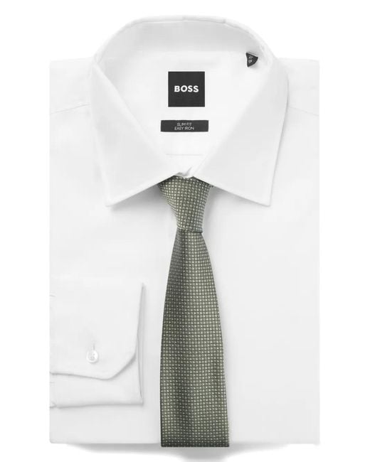 Boss White Patterned Tie for men