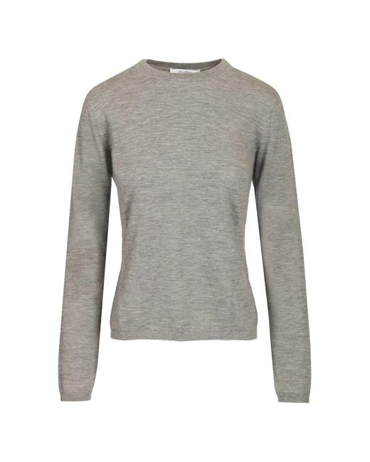 Max Mara Gray Cashmere Crew-Neck Sweater
